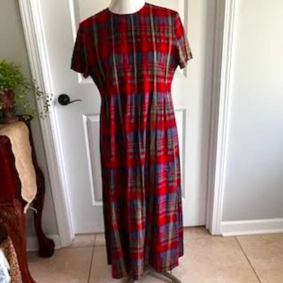 Positive Attitude Dresses & Skirts - VTG 90's Linen Cotton Positive Attitude DartedPlaid Maxi Dress Women's 12